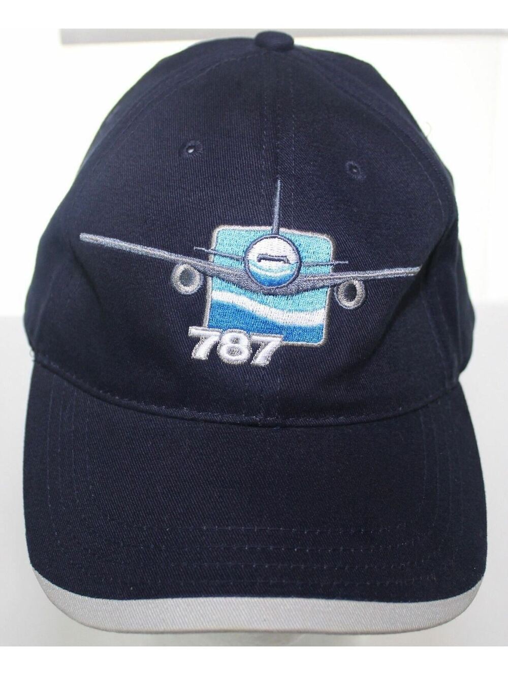 Boeing 787 Dreamliner Jet Airplane Baseball Hat Adult Buckle Strapback Cap Blue